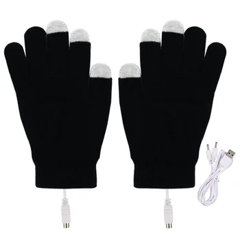 1 пара зимние практичные перчатки для верховой езды с подогревом USB зарядка теплые перчатки для рук на открытом воздухе ветрозащитные рукавицы черный