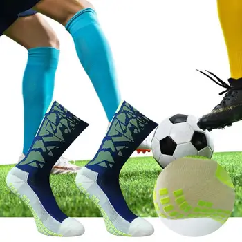 1 пара футбольных носков впитывающие пот нескользящие утолщенные эластичные вентиляционные комфортные носки для бега силиконовые принадлежности для активного отдыха