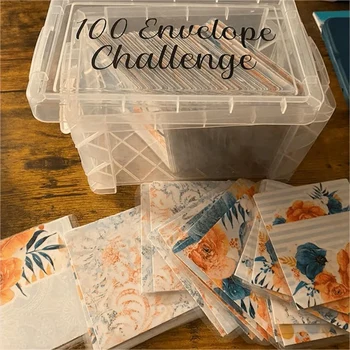 100 Конверт Challenge Box Set Простой и веселый способ сэкономить 10 000, 100 конвертов Money Saving Challenge Box Многоразовый Прочный