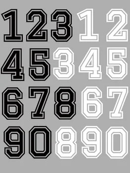 10шт/лот Черно-белые арабские цифры 0-9 утюг на нашивках для одежды термонаклейки печать для одежды бесплатная доставка