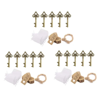 150 шт. Деревенский винтажный скелет ключ для открывалки для бутылок с бирками Прозрачная сумка для гостей Свадебная вечеринка Сувенирные подарки