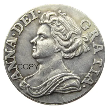 1711 6 пенсов ШИЛЛИНГ - ANNE BRITISH SILVER Посеребренная копия монеты