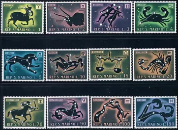 2 комплекта, всего 12 шт., почтовые марки Сан-Марино, 1970 г., созвездие, настоящие оригинальные марки для коллекции, MNH