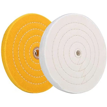 2 комплекта кругов для полировальной ткани 8 дюймов 20 см, подходит для настольной шлифовальной машины-белый + желтый