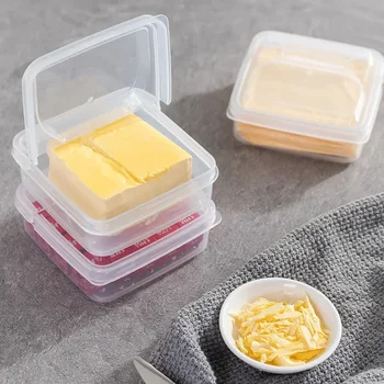 2 шт. Японская прозрачная коробка для хранения ломтиков сыра с флип-топом Холодильник Коробка для хранения лука и имбиря и чеснока