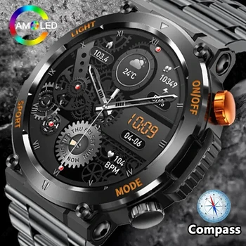 2023 Новые часы с компасом для мужчин Умные часы Спортивные часы для фитнеса IP67 Водонепроницаемые умные часы Мужские Bluetooth-монитор здоровья