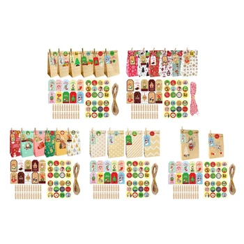 24 шт. Набор рождественских подарочных пакетов Рождественские сумки для угощений Набор конфет Y9RF