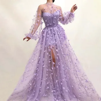 3D Цветы Элегантные выпускные платья для женщин 2023 Иллюзия A-Line длиной до пола Специальные события Вечерняя вечеринка Свадьба Гала-вечер Новый