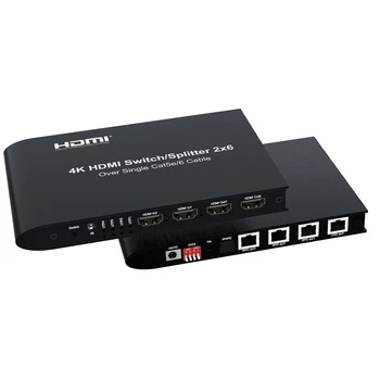 4K 2x6 HDMI Switch Splitter Аудио Видео Конвертер с 2 HDMI Вход 2 Выход 2 Out 4 RJ45 Vs 4K 120m HDMI Ethernet Extender Receiver