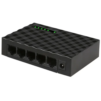 5-портовый сетевой коммутатор 4-проводной RJ45 Gigabit Ethernet 1000 Мбит/с Разветвитель Travel Lan Switch Hub для ПК Настольный ЕС Штекер Черный