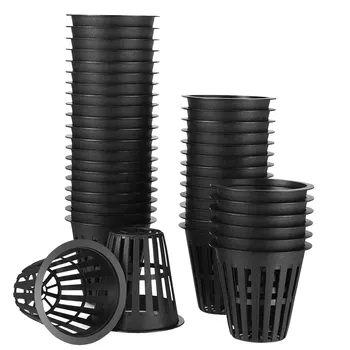 60 Pack 2-дюймовые сетчатые чашки с прорезями и широкими губами Фильтр Завод Сетка Горшок Корзина Корзина для гидропоники