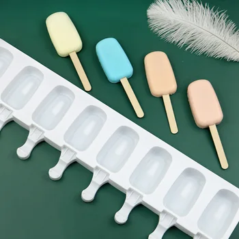  8 отверстий силиконовые формы для мороженого формы для мороженого DIY Самодельный десерт Морозильная камера Фруктовый сок Ice Pop Cube Maker Форма с палочками