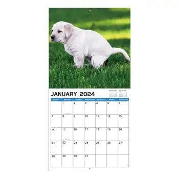 Crapping Dog Calendar Ежемесячный календарь Dog Nature Calls с января 2024 г. по декабрь 2024 г. Funny Dog Calendar Кляп Подарки Забавная стена