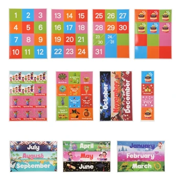 E9LB Подвесной календарь Погода Карманная диаграмма 88 шт. Полноцветные карточки для детского класса