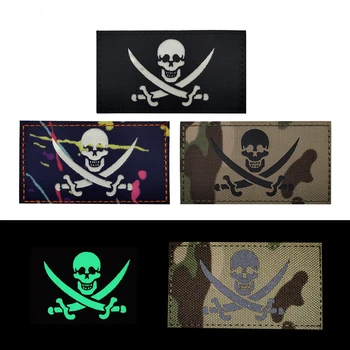 Edward Navy Seals Пиратская вышивка Значок Светящаяся нашивка для боевого духа Тактические нарукавные повязки Hook&Loop Светоотражающие ИК-нашивки для рюкзаков