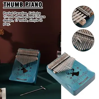 Kalimba Thumb Piano 17 21 клавиша Высококачественное деревянное пальчиковое пианино Уникальный синий портативный прочный музыкальный инструмент Подарки для ребенка F0F4
