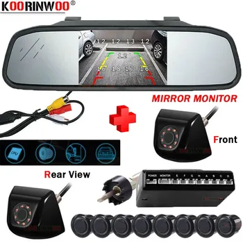 Koorinwoo Видимая двухъядерная автомобильная видеосистема парковки с 8 датчиками 2 камеры задняя ПЗС-матрица спереди Цветной ЖК-дисплей Монитор задний ход