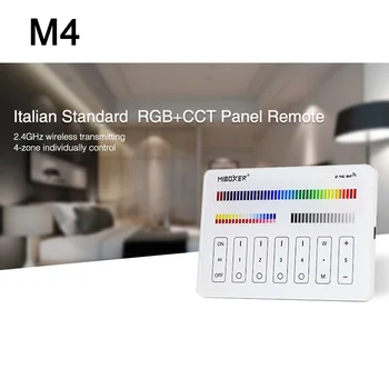 Miboxer M4 4-зонная сенсорная панель RGB + CCT Итальянский стандарт DC3.3V 2.4G Беспроводной контроллер Передача радиочастотного пульта дистанционного управления Закаленное стекло