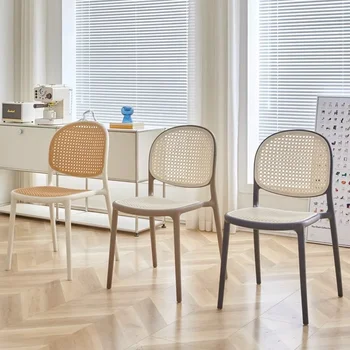 O7Скандинавская имитация ротанга плетеная задняя обеденная стол мода простая домашняя столовая для взрослых на открытом воздухе для отдыха на открытом воздухе