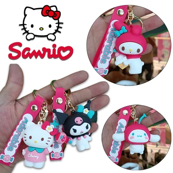Sanrio Hello Kitty Милый брелок Kuromi Melody Cinnamoroll Аниме Брелок ПВХ Мини Модель Кулон Девочки Сумка Шармы Друзья Подарки