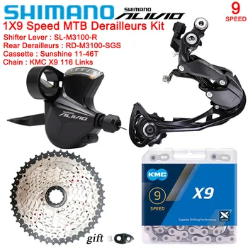 SHIMANO AVILIO M3100 Групсет 1X9 Скоростные задние переключатели для MTB Bike 9s 9v Shifter X9 Цепь SUNSHINE Кассетный комплект Велосипед
