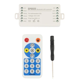 SP602E 4-канальный сигнальный выход WS2812B музыкальный контроллер Встроенный микрофон WS2811 WS2815 Светодиодная лента Bluetooth Приложение DC5V-24V