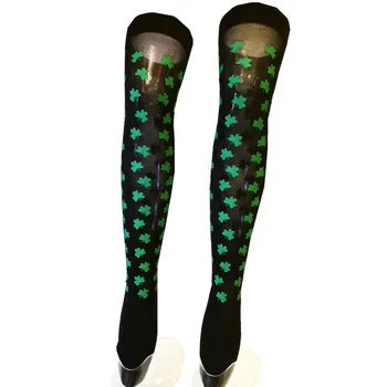 St. Patrick's Женщины Девушки Носки Мода Ирландский Святой Патрик Праздничные носки из телячьей кожи Lucky Girls с принтом Зеленые забавные носки