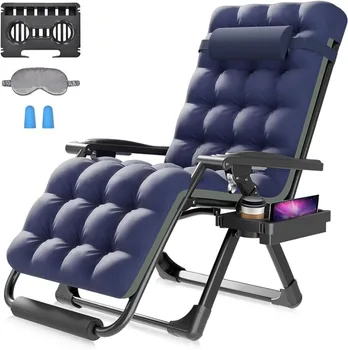 Suteck Oversize Zero Gravity Chair 29In XL Кресло для кемпинга с откидной спинкой, подставка для ног и мягкий подголовник, поддержка 500 фунтов, синий