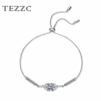 Tezzc 1CT Муассанитовый браслет для женщин Сертифицированный GRA S925 Стерлинговое серебро Бриллиантовые браслеты Повседневная жизнь Ювелирные изделия