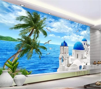 wellyu Пользовательские обои 3D фрески Эгейская гостиная отель спальня обои диван фон панно фотообои papel de parede 3d обои