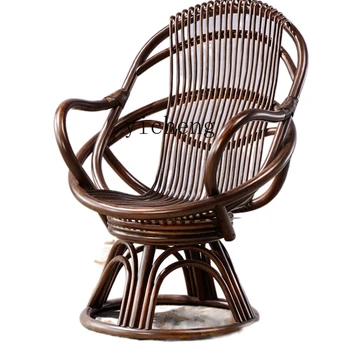 XL Кресло из ротанга с круглой спинкой Стул Teng Кресло из натурального настоящего ротанга Кресло-реклайнер Ротанг Тканое вращающееся кресло Teng