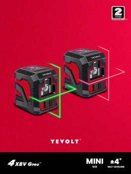 YEVOLT YVRLL4XS2/YVGLL4XS2 Красный/зеленый лазерный нивелир с перекрестной линией 2-линейный самонивелирующийся измерительный инструмент Строительная машина