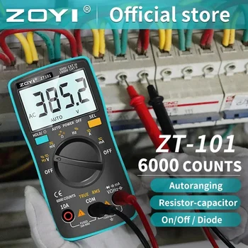 ZOYI ZT101 Цифровой мультиметр 6000 отсчетов Подсветка AC/DC Амперметр Вольтметр Ом Частота Диод Температура