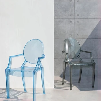 Акриловый обеденный стул для кухни Прозрачный стул Nordic Devil Ghost Стулья Бытовое простое хрустальное кресло для макияжа