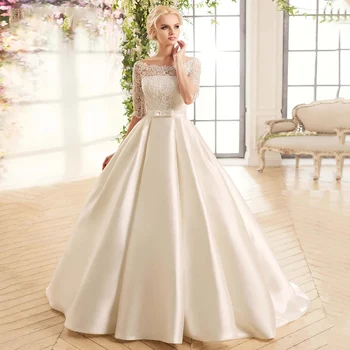 атласное кружевное свадебное платье индивидуальное длинное платье элегантное атмосферное стильное платье банкетные платья