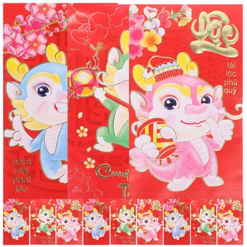 Вьетнамский Новый год Красные конверты Год Дракон Хонг Бао Красные конверты 2024 Счастливые деньги Конверты Красный пакет Весенний фестиваль