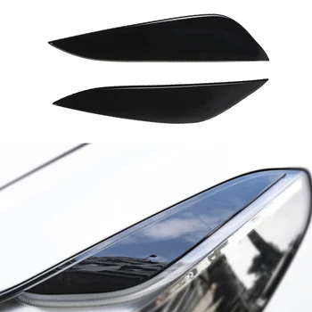  Глянцевая черная автомобильная фара Брови Отделка век Брови Фара Свет век Веки 2017-2022 Авто Углеродное волокно ABS для Tesla Model 3