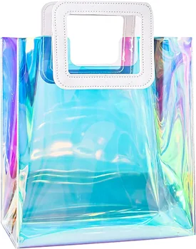 голографическая прозрачная сумка-тоут, женская модная переливающаяся сумка, водонепроницаемые сумки из ПВХ для работы, покупок, пляжа, стадиона