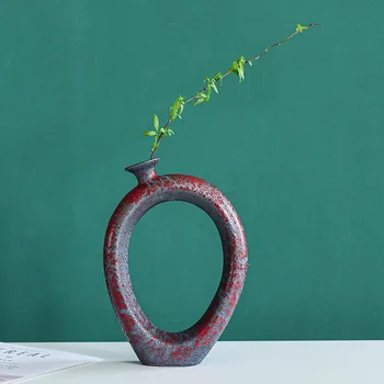 грубая керамика творческая маленькая ваза в японском стиле дзен держатель для сухоцветов керамические ремесла орнамент украшение дома керамическая ваза
