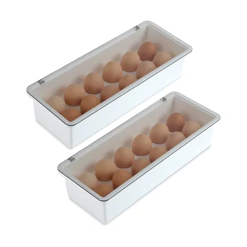  Держатель для яиц на 2 шт. для холодильника, пластиковый контейнер для хранения яиц с 12 решетками, контейнеры-органайзеры для холодильника с крышками
