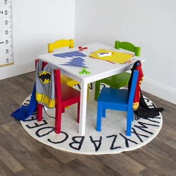 Детский деревянный стол и набор стульев (4 стула в комплекте) - идеально подходит для декоративно-прикладного искусства, перекусов, домашнего обучения, натурального/начального