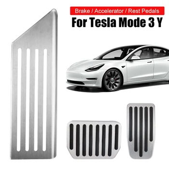  для Tesla Model 3 Model Y Педали тормоза Ножная педаль с резиновыми накладками Крышка из алюминиевого сплава Детали интерьера автомобиля
