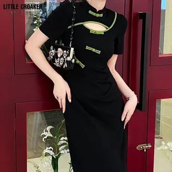 Женщины Qipao Китайское Лето Винтаж Cheongsam Молодежь Высокий Класс Элегантность Французский Улучшенный Китайский Винтаж Платье