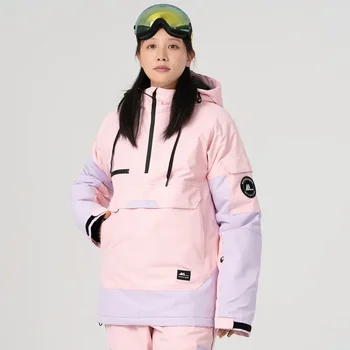 Зимняя лыжная куртка Женская куртка для сноуборда на открытом воздухе Утолщенная теплая ветрозащитная мужская водонепроницаемая дышащая лыжная куртка с капюшоном Пальто