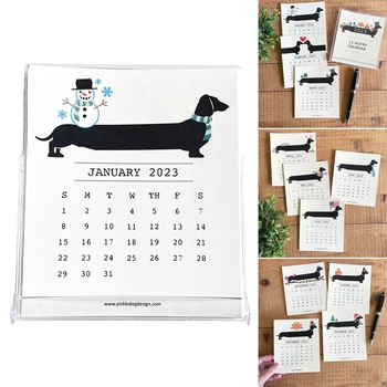 Календарь любителей такс Портативный симпатичный маленький настольный календарь Календарь на 2023