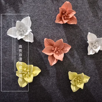 Китайский 3D Стерео Керамический Цветок Наклейка На Стену Настенные Украшения Креативная Гостиная Спальня Настенный фон Фрески Ремесла