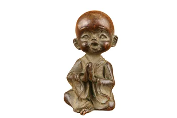 Китайский бронзовый Большой Будда Монах Мальчик Благословение Статуя Украшение стола Статуя 2.3