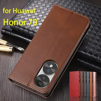 Кожаный чехол для Huawei Honor 70 / Honor70 Flip Case Держатель карты Кобура Магнитный чехол для аттракциона Кошелек Fundas Coque