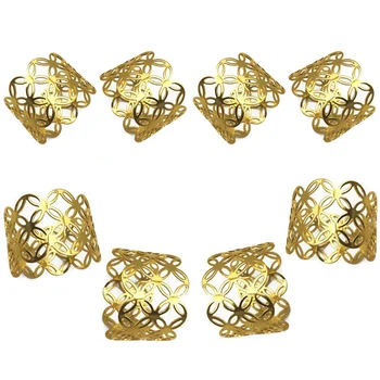 кольцо для салфеток, металлический держатель для салфеток из 8 предметов, украшение для праздничного стола, кольцо для салфеток с геометрическим полым дизайном (золотая геометрия)