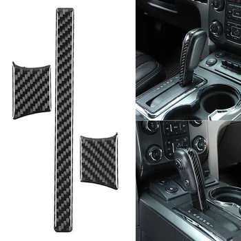  Крышка ручки переключения передач на центральную консоль автомобиля Комплект наклеек на отделку Подходит для Ford F150 2009 2010 2011 2012 2013 2014 Черное углеродное волокно